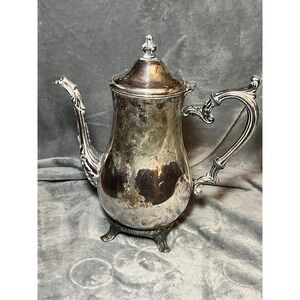 Vintage Rogers Silverplate Coffee Pot Ornate Footed Tea‎ Server Tarnished Rehab